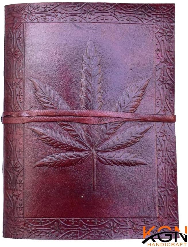 embossed leaf leather witchcraft blank spell book of shadows bound journal brown pagan prayer journal parchment unlined paper sketchbook drawing book for men women 7 inch