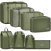 YEEYAA Packing Cubes for Travel - 8 Set Luggage Organizer Bags for Family, Mesh Breathable Packing Cubes for Suitcases Durable Travel Essentials Bags Set