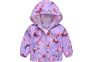 Happy Cherry Toddler Baby Casual Cartoon Prints Windbreaker Hoodie Coat Lightweight Casual Jacket 1-5T