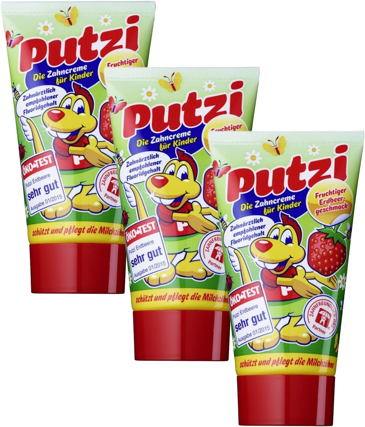 Putzi Strawberry Toothpaste 50ml, Pack of 3 (3X 50ml), 50 ml (Pack of 3)