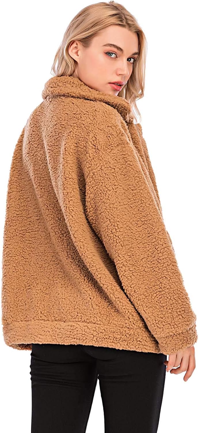 Comeon Women's Faux Fur Jacket Shaggy Jacket Winter Fleece Coat Outwear Shaggy Shearling Jacket at  Women's Coats Shop