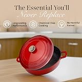 Nuovva Non-Stick Aluminium Pot with Lid 3.9L 28cm Red Shallow Dutch Oven view 4