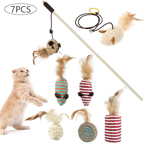 Comius Sharp 7 Pieces Ensemble De Jouets Pour Chat Animal Domestique Jouet Interactif Remplacables De Plumes Jouet Pour Chat Fun Coffret Cadeau Pour Fun Pour Chat Chaton Minou Amazon Fr Animalerie