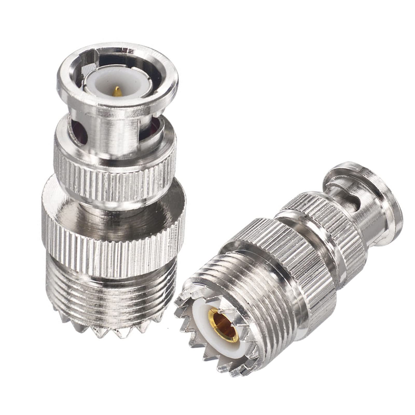Boobrie BNC to SO239 Adapter BNC Male to UHF SO239 Female Coaxial Connector SO-239 to BNC Coax Adapter Low Loss Ham Radio for PL259 Antenna Wireless LAN Device Coaxial Cable Wi-Fi Radio Pack of 2