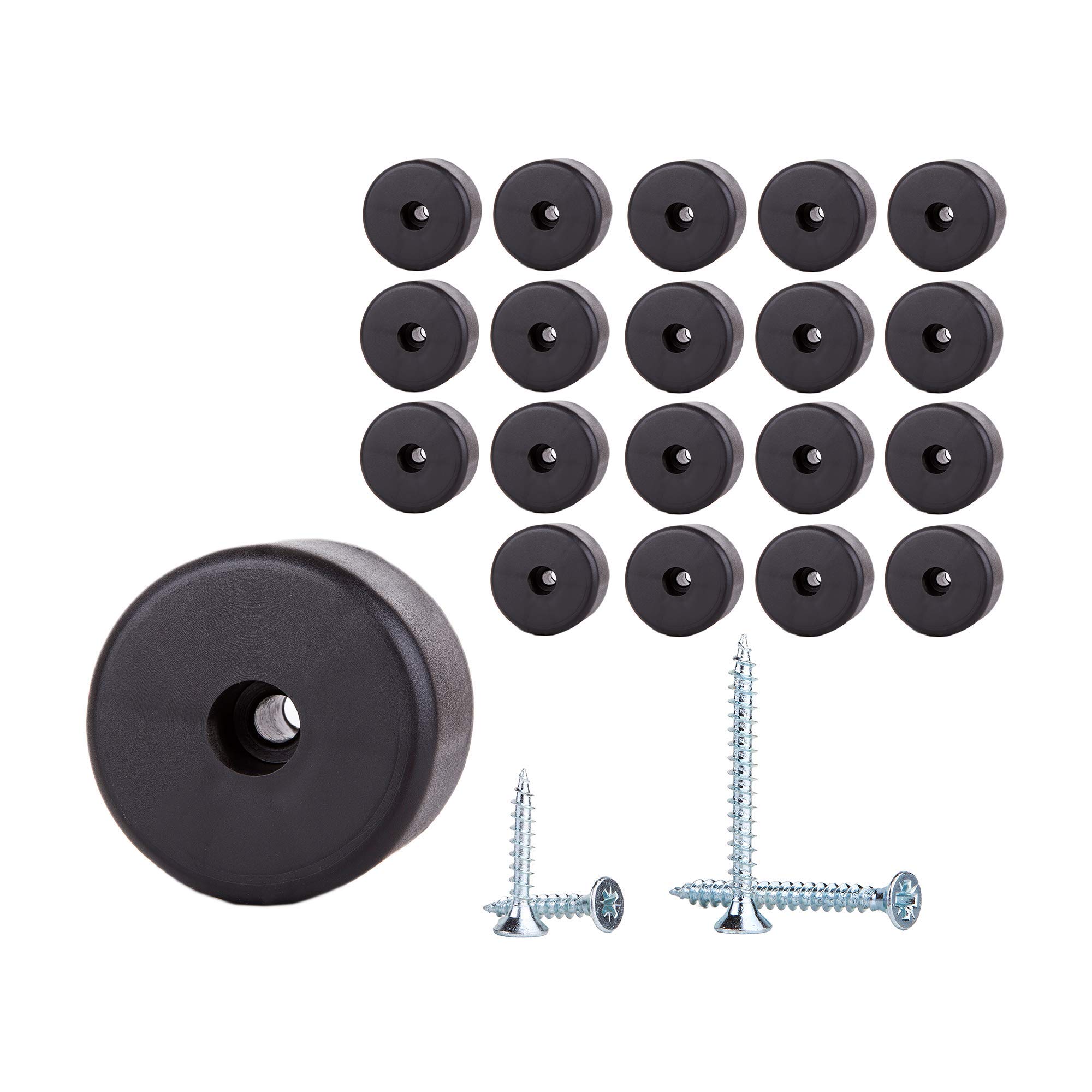 (Pack of 20 pcs) 50 mm Diameter Furniture Legs Round, Height 35 mm, Material Plastic, Screws Included (20)