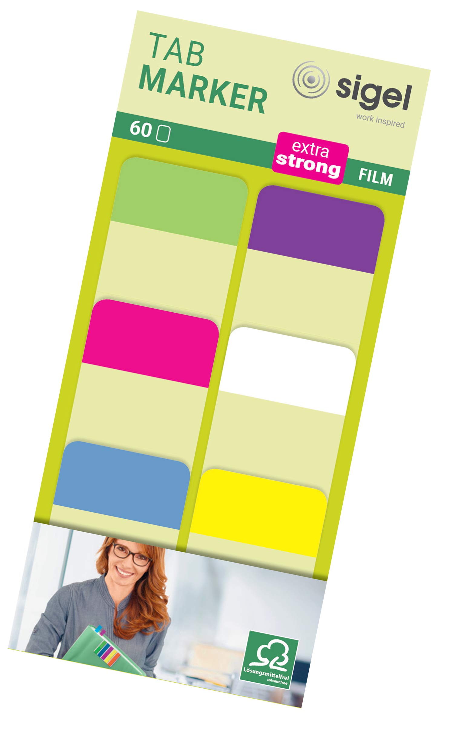 SIGEL HN203 Tab Marker Modern, extra strong, 6 x 10 sheets , lemon/Pink/Blue/violet/White/Yellow