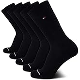 Tommy Hilfiger Mens Crew Socks - 5 Pack Cushioned Stretch Athletic Performance Crew Length Running Socks for Men