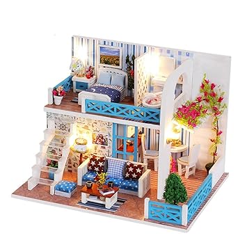 TOYMYTOY Miniature DIY Dollhouse Kit with Furniture Accessories for Children Friends