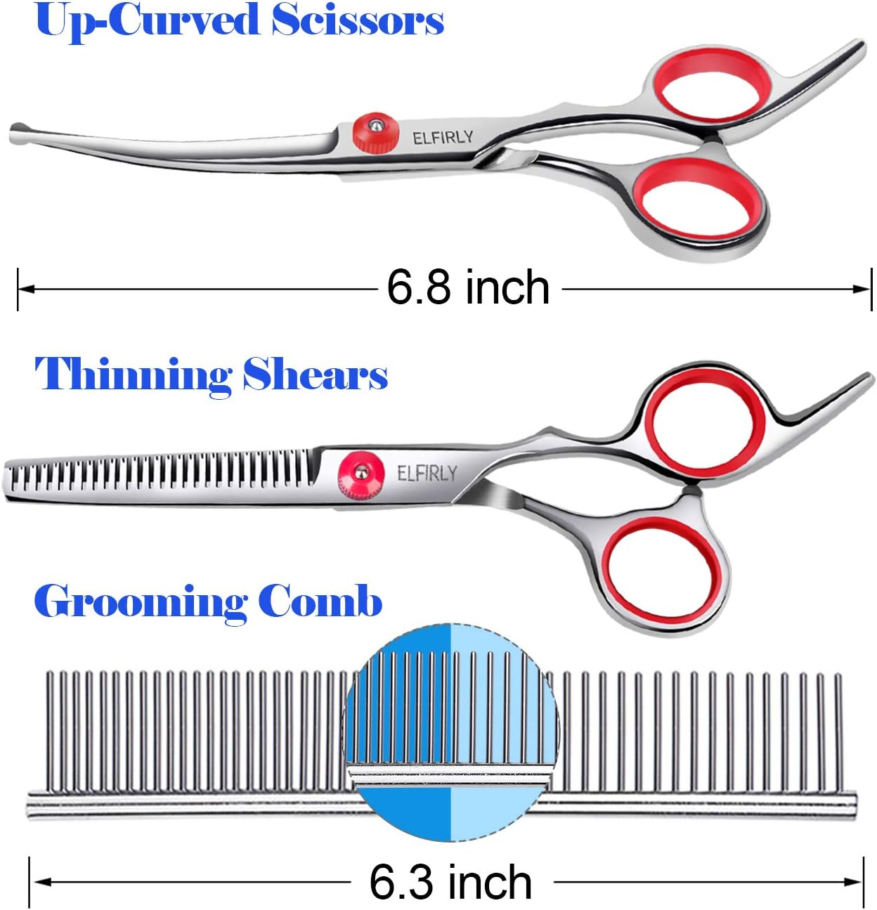 Elfirly Dog Grooming Scissors Set including Safety Round Tip (2 Pack - Image 3