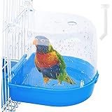 Geegoods Bird Bath Box Parakeet Caged Bird Bathing Tub with Water Injector for Small Birds Canary Budgies Parrots