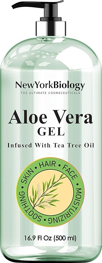 Amazon Com Gel De Aloe Vera Para La Piel Y El Cabello De New York Biology Impregnado Con Aceite De Arbol De Te De Planta De Aloe Vera Fresca Gel Antifungico Que Ayuda