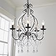 Saint Mossi 5-Lights Crystal Chandelier, Farmhouse Pendant Light Fixtures, H24 x D17,Chain Adjustable Max 59", Black Finish