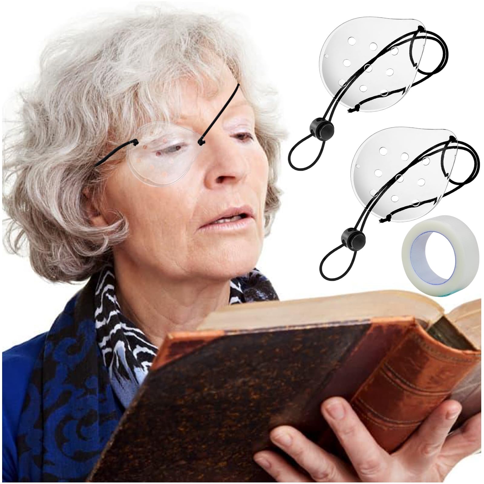 Photo 1 of 2Pcs Eye Shield After Cataract Surgery, Cataract Eye Shield with Extended Elastic Strap, Clear Eye Patch with Tape for Sleeping After Surgery