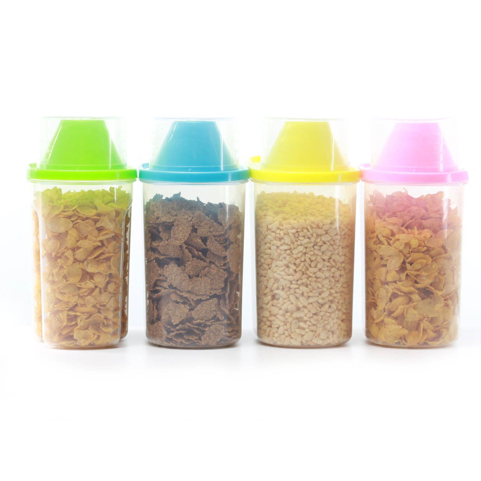 GOLDBEARUK Cereal Container tub X 4 sealed with measuring cup (4 X Medium 1.9L)