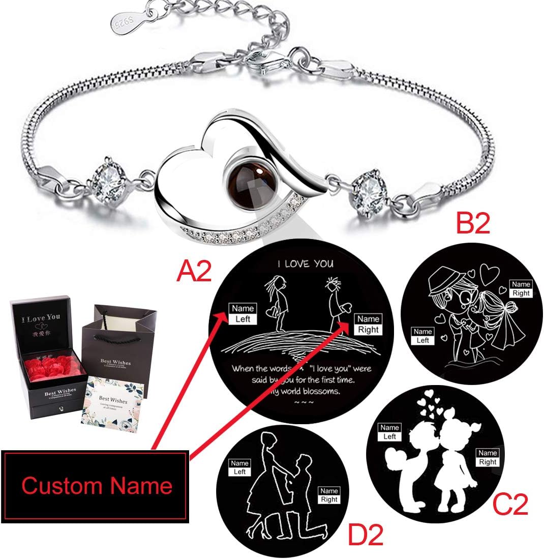 Cuidado 925 Sterling Silver Projective Necklace, The Memory of Love Nanotechnology Necklace, DOUYIN Necklace - 100 Different Languages for I Love U