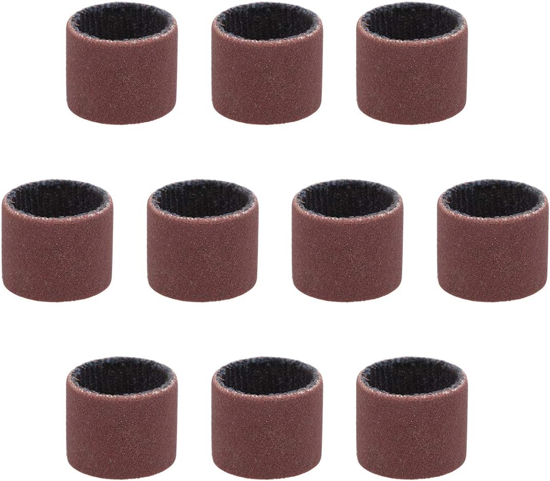 sourcing map 1/2 Inch x 1/2 Inch Sanding Sleeves 600 Grits Sandpapers Band Drums 10 Pcs, Brown