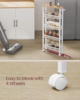 VASAGLE 5-Tier Trolley Kitchen Cart 13 cm Deep Oak Beige White LRC034W09 view 8