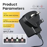 OXZEEWEE UKCA 12V 0.5A 6W Power Supply 1.8m 5.5x2.1mm Plug view 3