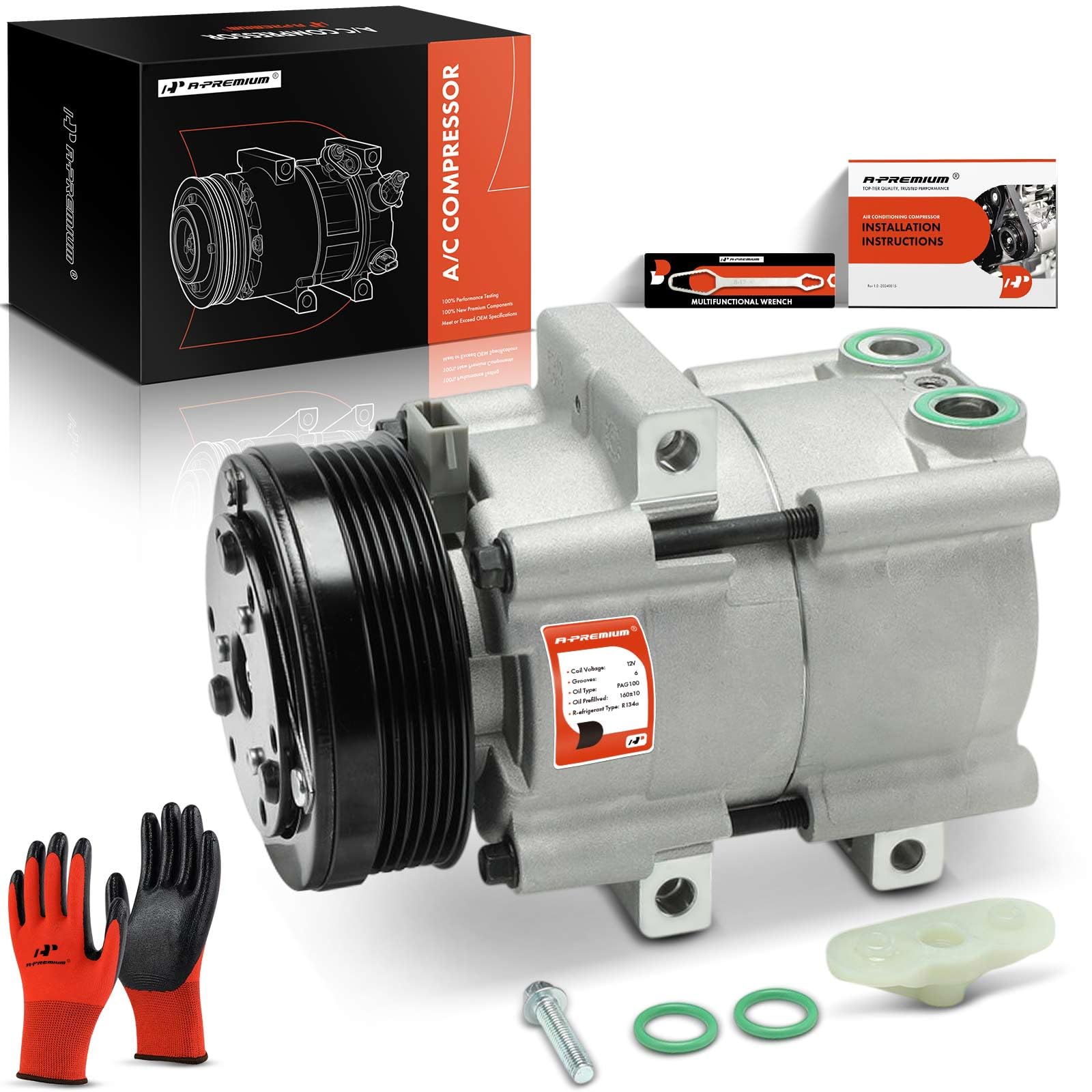 Photo 1 of A-Premium A/C Compressor Compatible with Ford F-150 F-250 F-350 Super Duty, Mustang & Lincoln Town Car & Mercury Cougar, 4.6L 5.4L 6.8L
