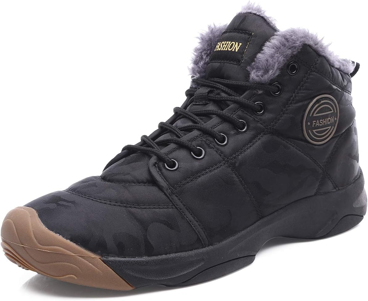 YIRUIYA Men's Waterproof Fully Fur Lining Boots Winter Snow Shoes