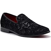 SPK35 Men's Vintage Velvet Flower Designer Dress Loafers Slip On Shoes Classic Tuxedo Dress Shoes