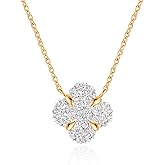 TONTMY STUDIOS Gold Necklace for Women 14K Gold Plated Simple Chain Cubic Zirconia Pendant Necklace Cute Rhinestone Solitaire Necklace Dainty Gold Jewelry for Women
