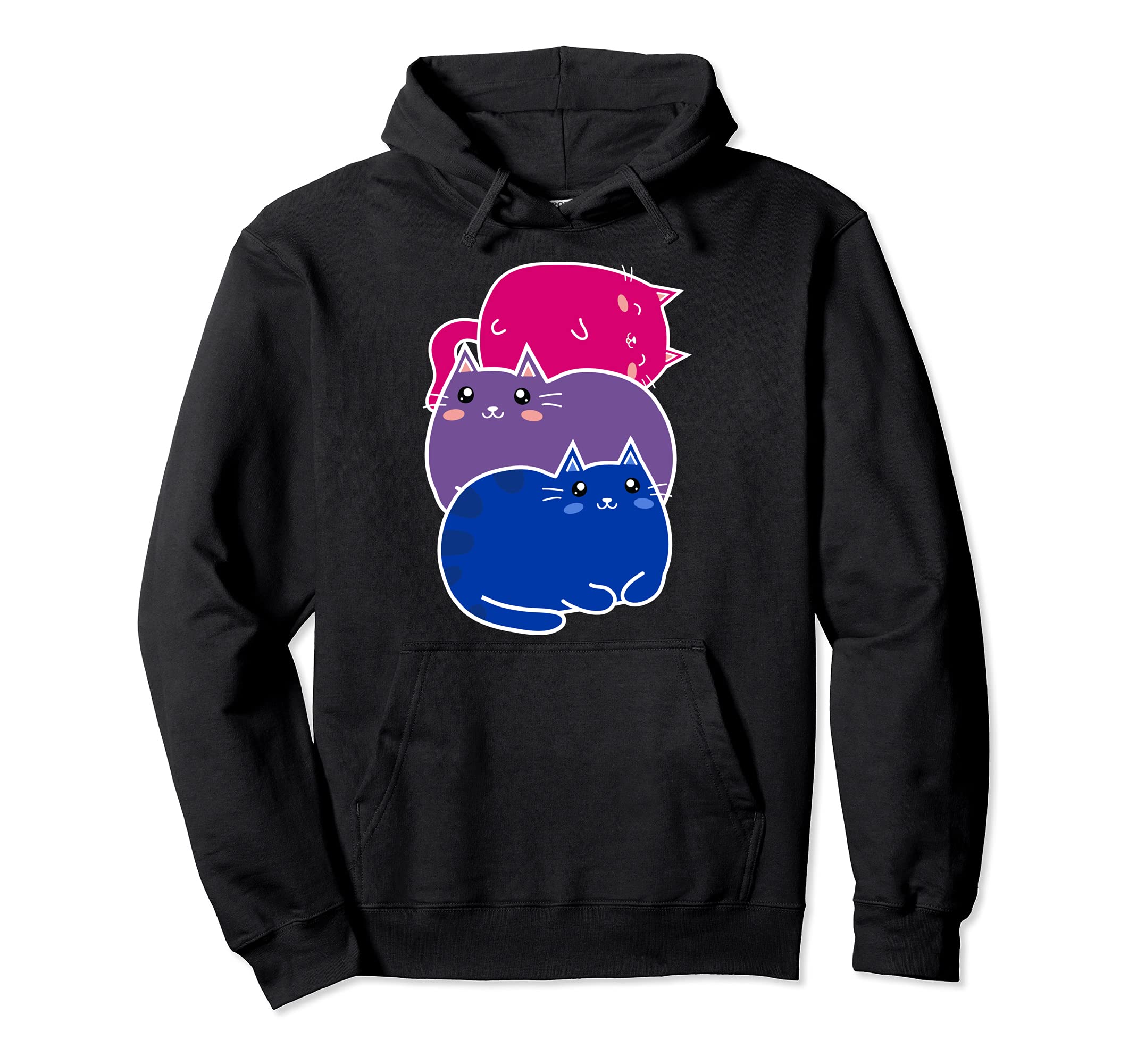 Bisexual Pride Kawaii Kitty Cat Stack Cute Anime style Pullover Hoodie