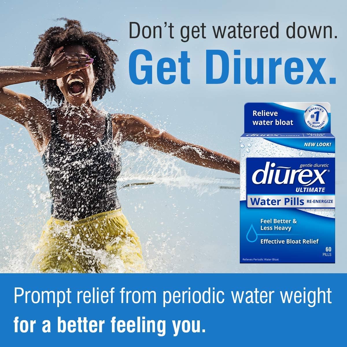 Diurex Ultimate Re-Energizing Water Pills - Maximum Strength Diuretic - Relieve Water Bloat - 60 Count: Health & Personal Care