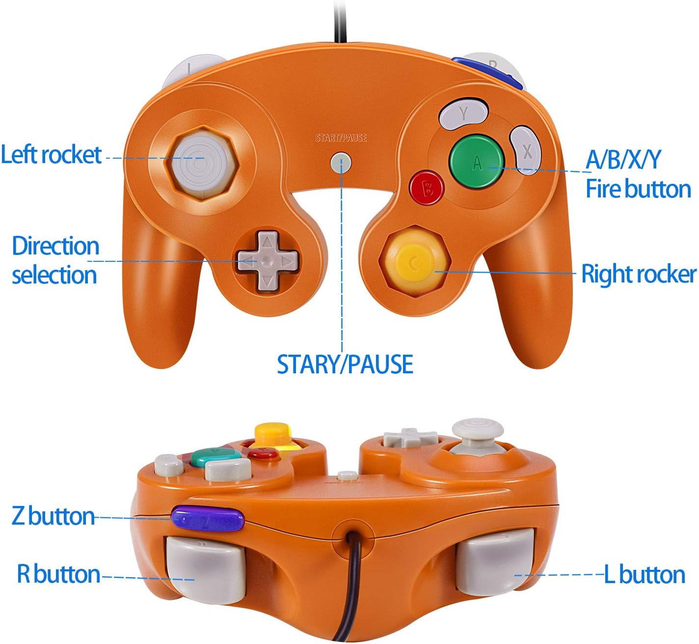 Gamecube Controller, VOYEE Wired Game Cube Gamepads 2 Pack for Nintendo Gamecube & Wii Console (Purple & Orange): Computers & Accessories
