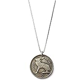 Worn History Authentic Tiny Rabbit Vintage Irish Three Pence Coin Necklace (1928-1968) (30 inches)