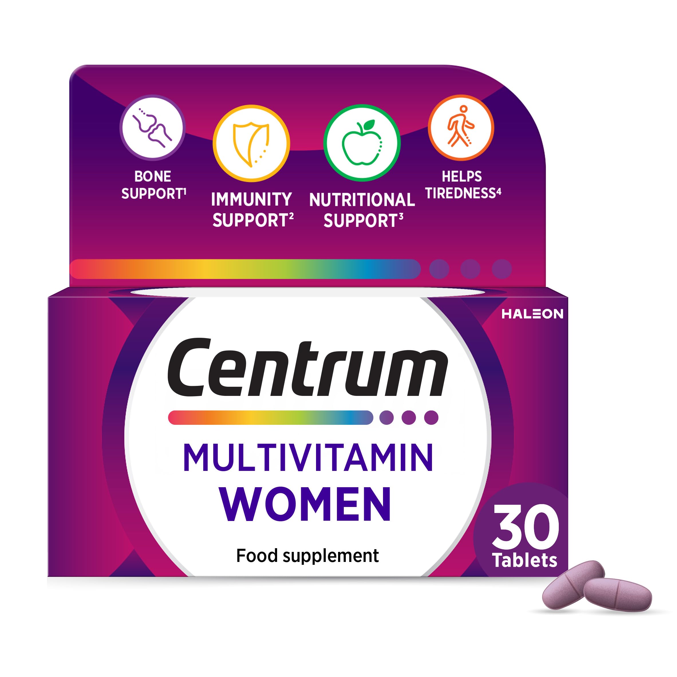 Centrum Women Tablets Multivitamin & Mineral Supplements, with 23 essential nutrients including vitamin D, C, and Iron, 30 ct