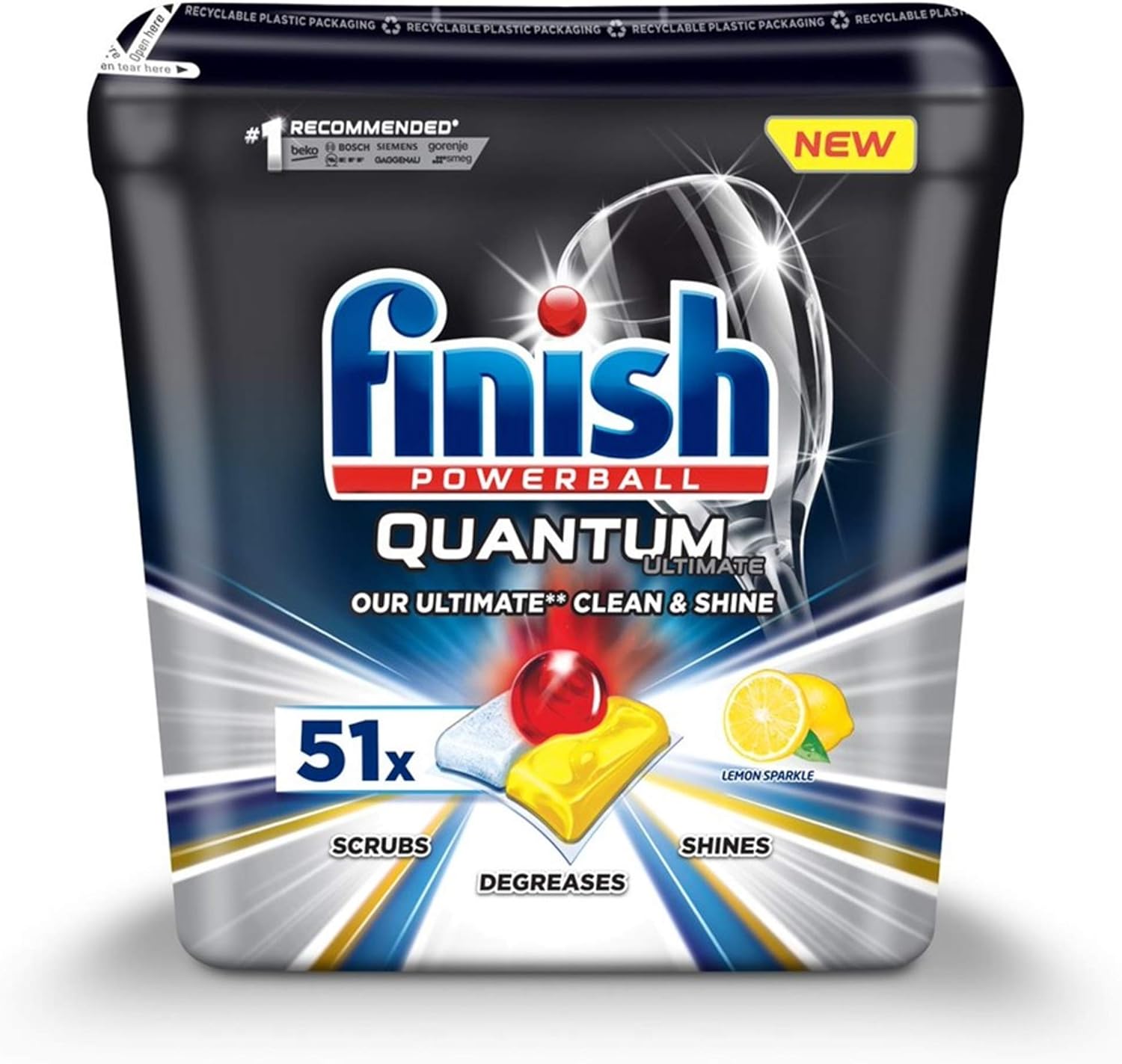 Finish Quantum Ultimate Dishwasher Tablets, Lemon, 51 Tabs Buy Online