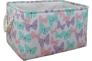 KUNRO Toy Bin Waterproof storage organizer for Nursery Hamper Home decor Closet Kids Bedroom Laundry Baby Gift Shelf Baskets (Batterfly)