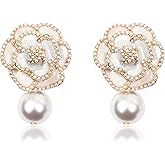 Fashion Imitation Pearl Floral Dangle Drop Earrings Studs for women