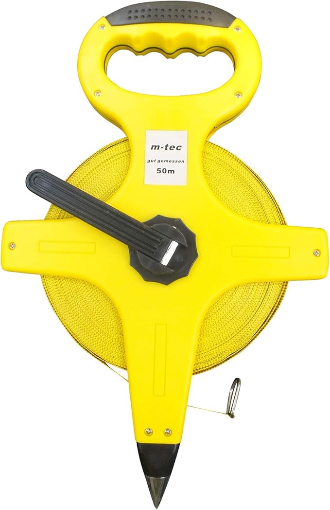 Rollmaßband Aus Fiberglas - 50 Meter, Kunststoffgehäuse Gelb, Beidseitige Skala