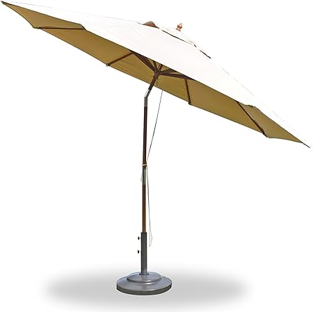 Amazon Com Teakstation Large 11 Feet Round Wooden Sunbrella Fabric In Any Color Outdoor Market Umbrella With Tilt Pulley System Choose Any Sunbrella Fabric Tsaxuma Garden Outdoor