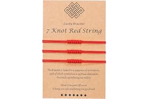 Shonyin 7 Knots Red String Bracelet Kabbalah Protection Thread Handmade String Bracelets Good Luck Gift for Women Men Family