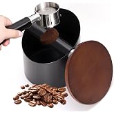 YLJMFH Coffee Knock Box with Lid,Stainless Steel Espresso Knock Box,Non-Slip Rubber Base,Removable Knock Bar