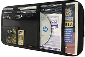 ZugGear Car Sun Visor Organizer, Auto Visor Holder Interior Accessories Pocket Organizer - Car Registration Holder Document Storage Pouch Pen Holder - Black