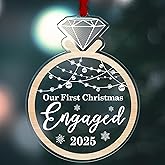 Fastpeace Engaged Ornament 2025 – Engagement Ring Acrylic Christmas Ornament, Elegant Keepsake Gift for Engaged Couples, Holiday Tree Decoration, Romantic Engagement Celebration Decor