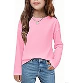 Arshiner Girls Long Sleeve Shirts Drop Shoulder Casual Loose Fit Crewneck Blouse Tee Tops