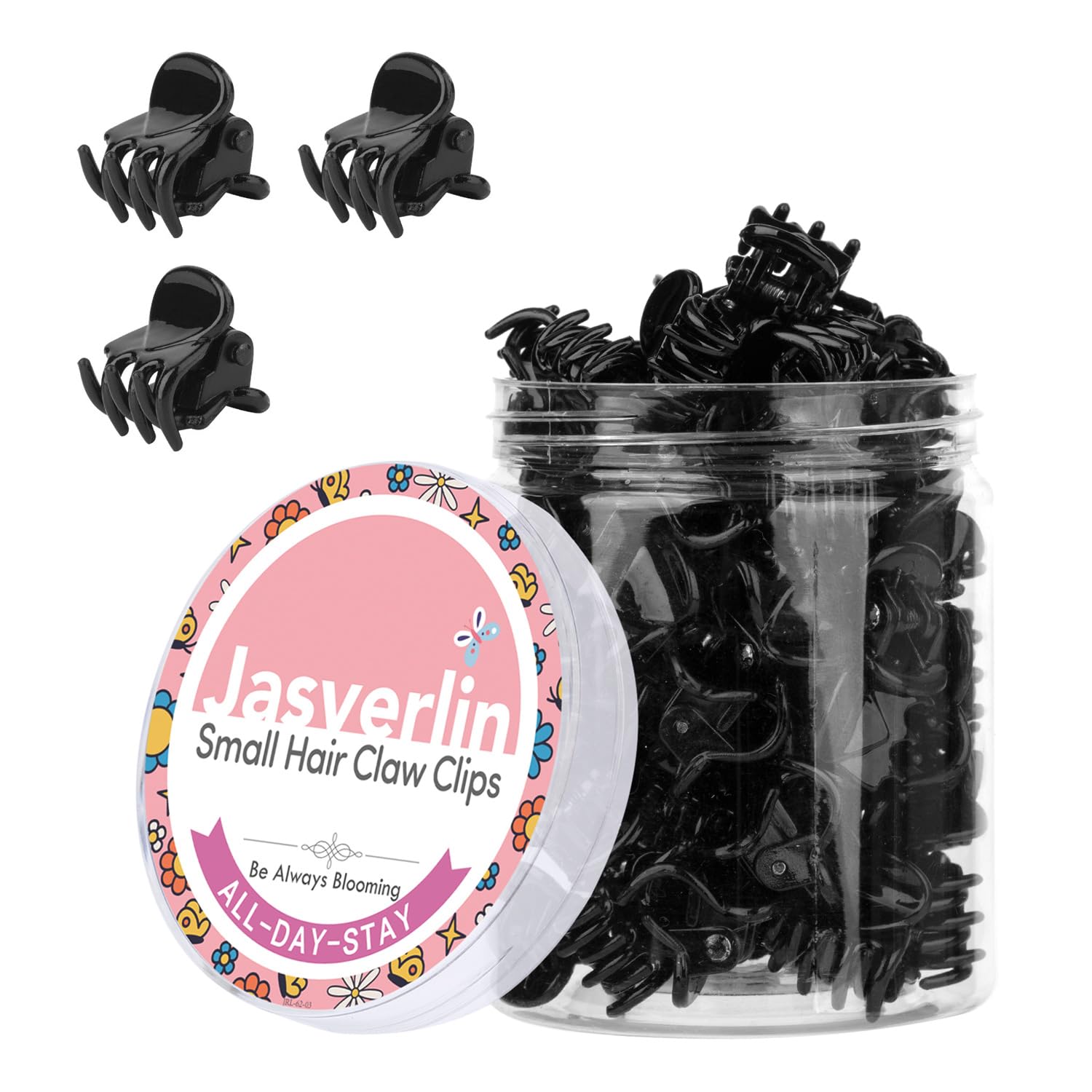 JASVERLIN Mini Hair Clips, Non-Slip Small Plastic Short Hair Claw Accessories for Women Girls 50 pcs (Black) — image 1