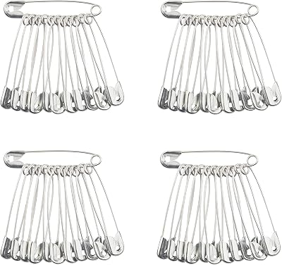 The Bead Shop 55mm Safety Pins Pack 48 Nickel Plated Sewing Craft Baby Clothing