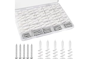 CAEYPOAR 120pcs #8 Self Drilling Drywall Anchors, Premium Wall Anchors, Drywall Anchors and Screws Kit, 70lb Hanging and Mounting, 60 Self-Tapping/Threaded Plastic Sheetrock Anchors, 60#8x1-1/4 Screws