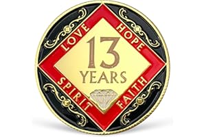 LREQASOR 13 Year NA Medallion Thirteen Year Recovery Chip for NA AA 12 Step Narcotics Anonymous Coin Anniversary Token Clean and Sober Gifts for Men Women Celebrating Sobriety and Addiction Recovery