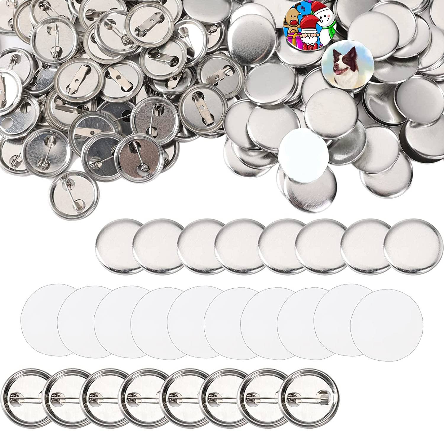 Kopinma 200 Pcs DIY Personalised Badges Making Kit, Metal Pins 25mm Lapel Pin Craft Supplies for Children
