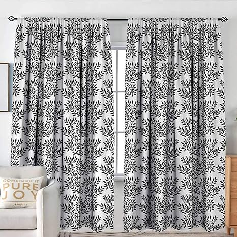 Amazon Nuomanan 遮光カーテン 白黒 落書きの花とペイズリー柄 エスニックインスピレーション塗り絵 本 アウトライン ブラックホワイト 寝室 キッチン リビングルーム用 84 W X 100 L カーテン ブラインド オンライン通販