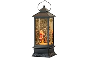 Wondise Christmas Lighted Musical Snow Globe Decorations with Timer, USB Powered and Battery Operated Spinning Water and Swirling Glitter (Santa)