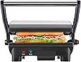 Chefman Electric Panini Press Grill and Gourmet Sandwich Maker w/ Non-Stick Coated Plates, Opens 180 Degrees to Fit Any Type or Size Food, Dishwasher Safe Removable Drip Tray, Stainless Steel/Black