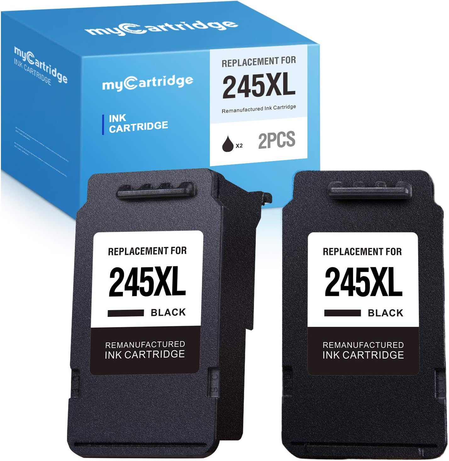 myCartridge Remanufactured Ink Cartridge Replacement for Canon 245 Pg-245Xl 245XL (2-Pack, Black) Work with Canon Pixma MX492 MX490 MG2520 MG2522 MG3022 MG2922 TS3120 TS3122